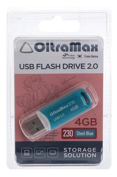 

Флешка Oltramax 4 Гб OM-4GB-230-св.синий, OM-4GB-230