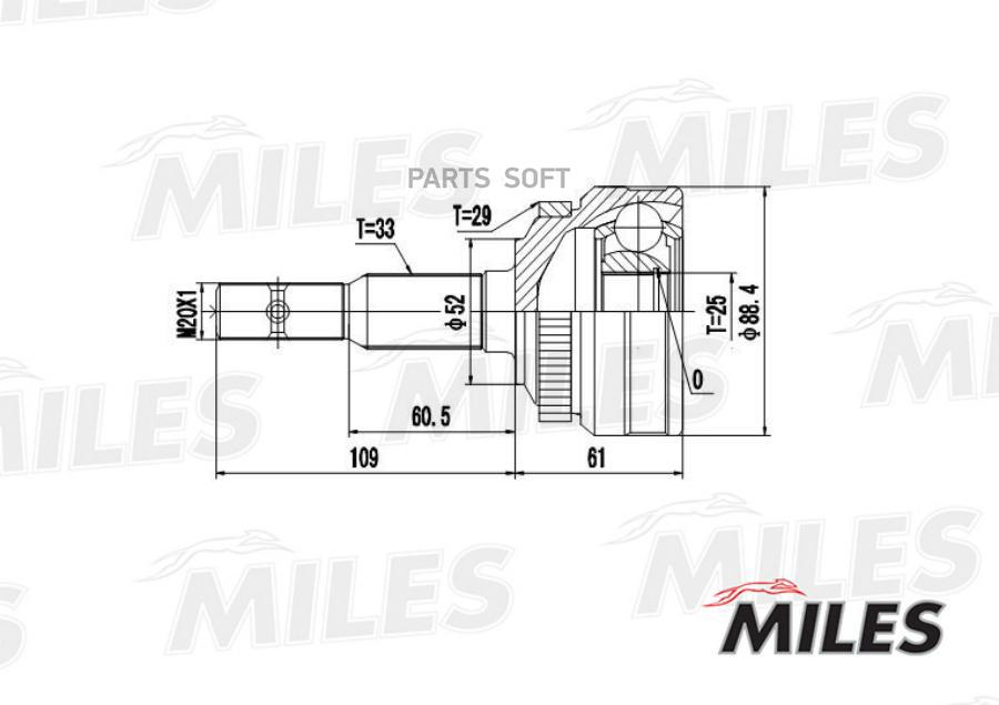 

Шрус Miles Ga20342 Шрус Opel Ascona/Kadett 1.6-2.0 81-91 Нар. Miles арт. GA20342