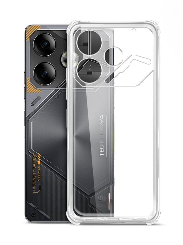 

Чехол для Tecno Pova 6 с защитой камеры и углов прозрачный, Tecno Pova 6