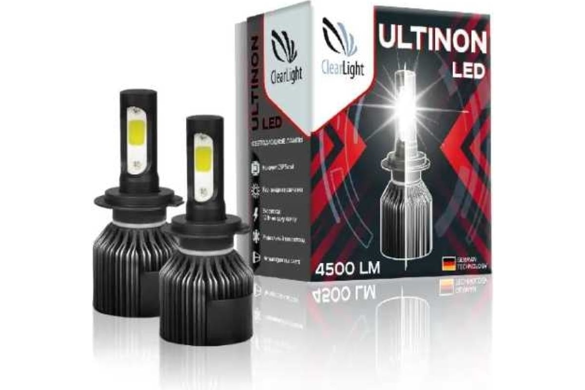 Комплект ламп LED Clearlight Ultinon H27 4500 lm 2шт 5000K 1900₽