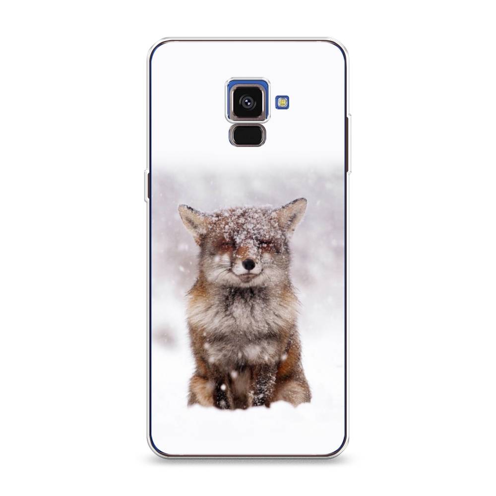 

Чехол на Samsung Galaxy A8 2018 "Зимняя лиса", Белый;серый;коричневый, 25450-1