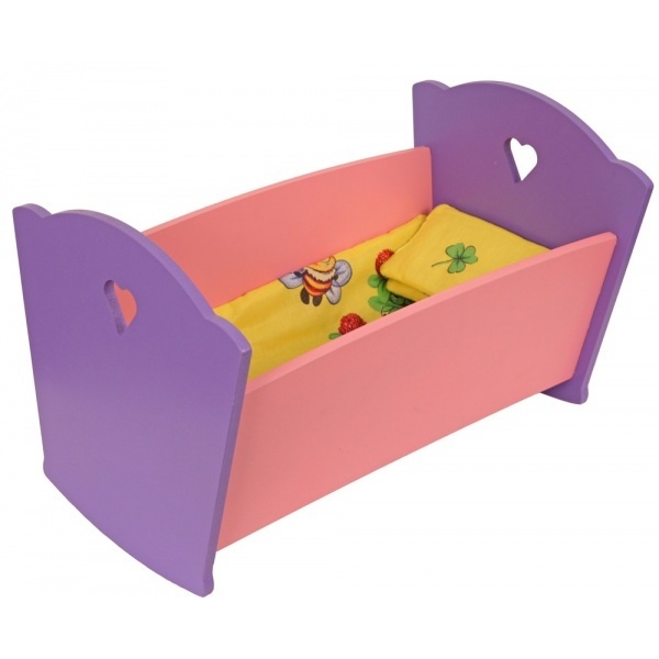 

Кроватка цветная с комплектом белья для большой куклы WoodFun