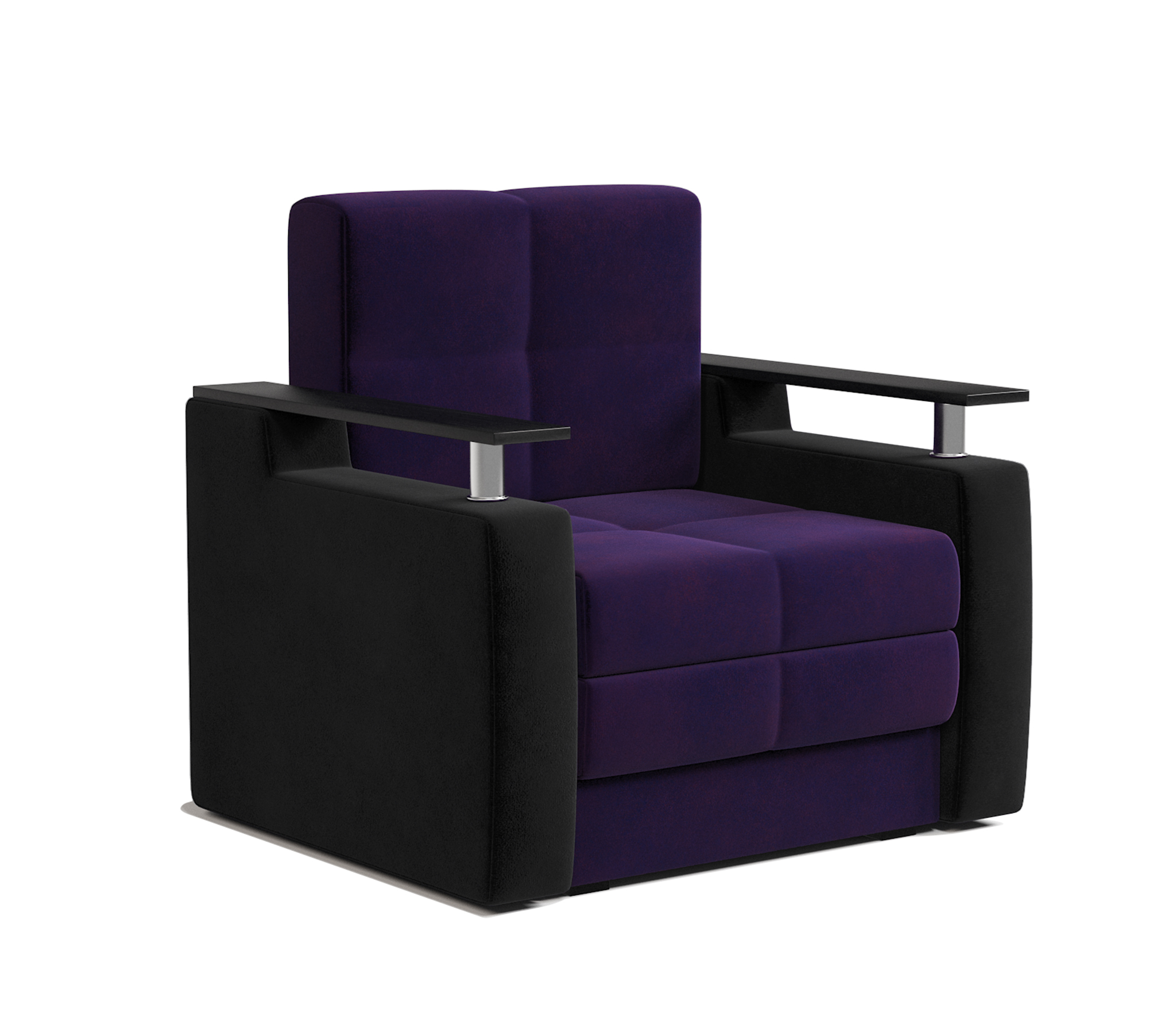 Кресло-кровать Наш Диван Комфорт велюр фиолетовый с чёрным