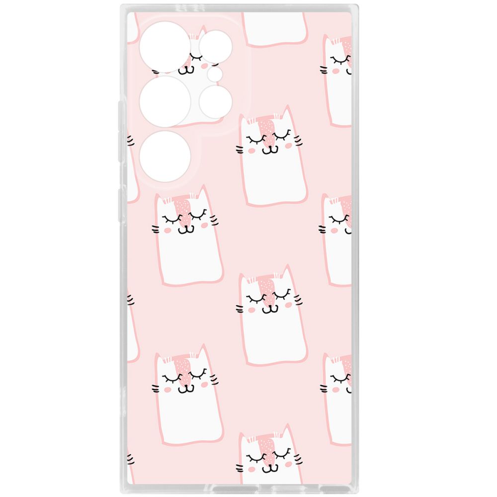 

Чехол-накладка Krutoff Clear Case Котики паттерн для Samsung Galaxy S24 Ultra, Прозрачный