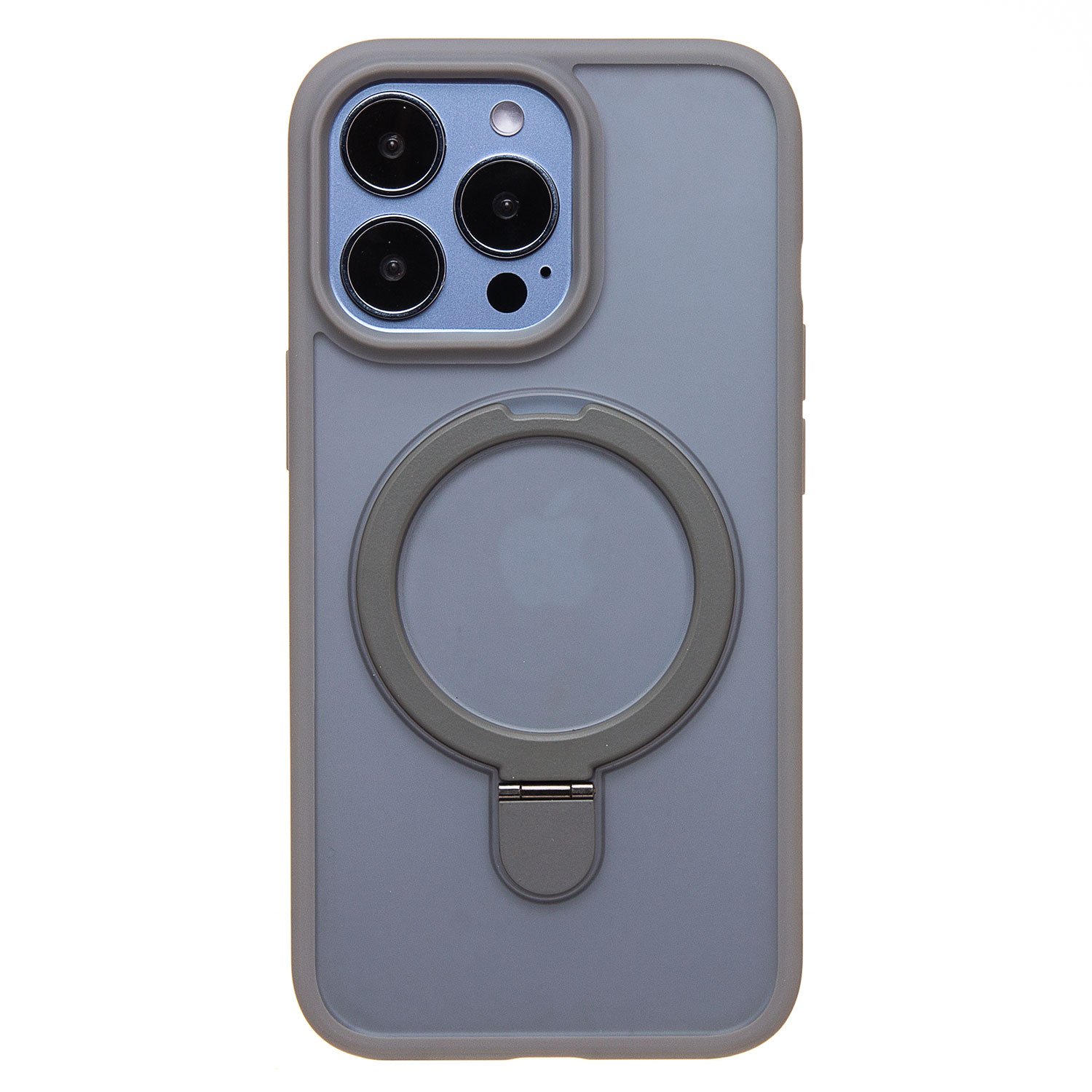 

Чехол для iPhone 14 Pro силиконовый MagSafe с подставкой серый