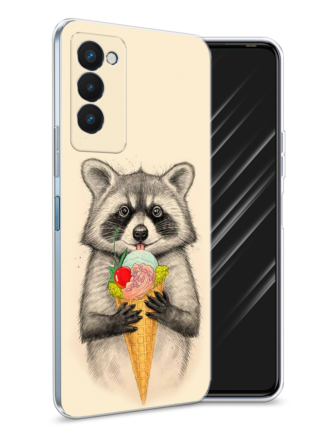 

Чехол Awog на Tecno Camon 18P "Енот с мороженым", Разноцветный, 300750-10