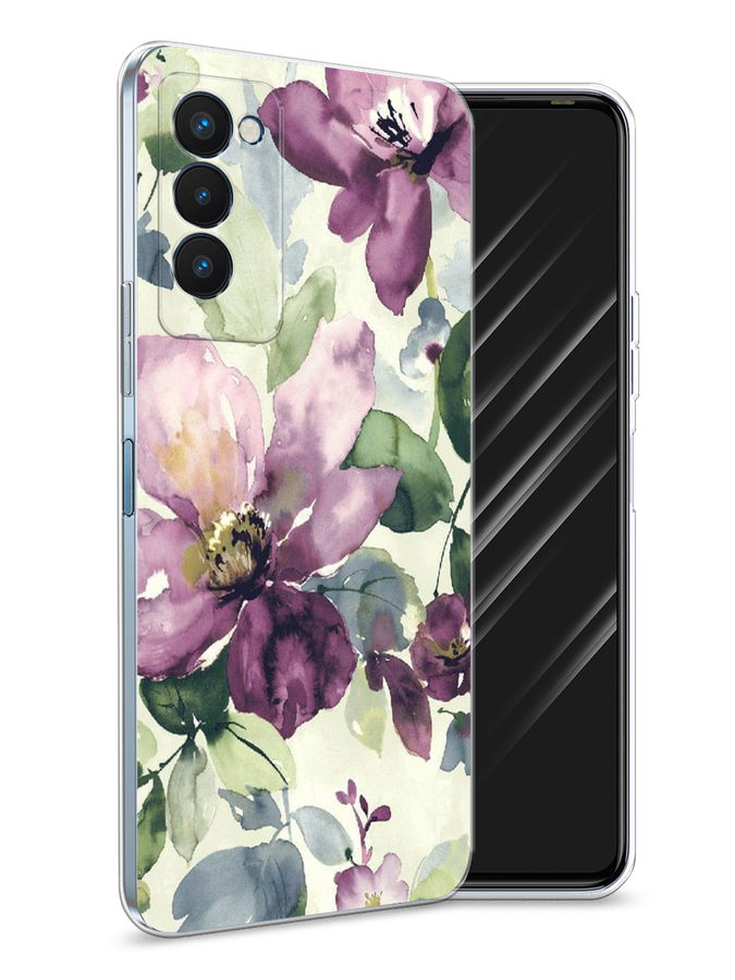 

Чехол Awog на Tecno Camon 18P "Сиреневые цветы-акварель", Разноцветный, 300750-10