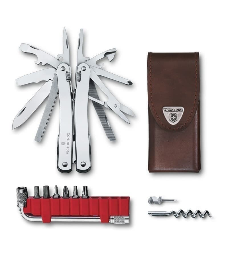 

Мультитул VICTORINOX SwissTool Spirit X Plus, 105 мм, 35 функций, в кожаном чехле, Серебристый, Spirit X Plus