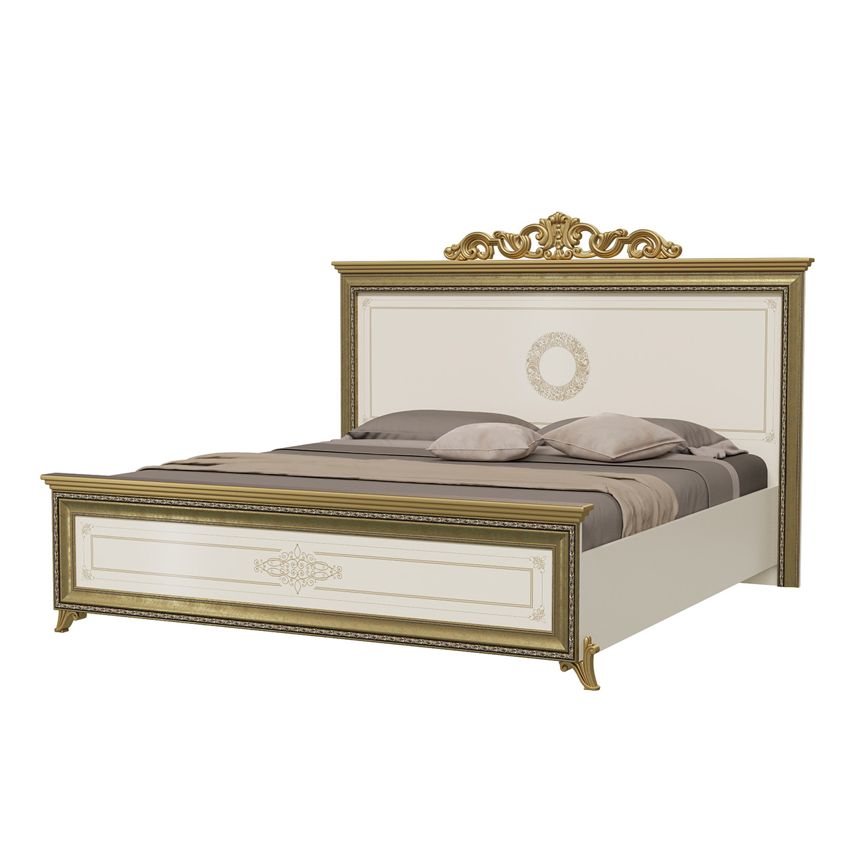 фото Кровать с короной мэри версаль св-04шк слоновая кость, 205х212х143 см мэри-мебель