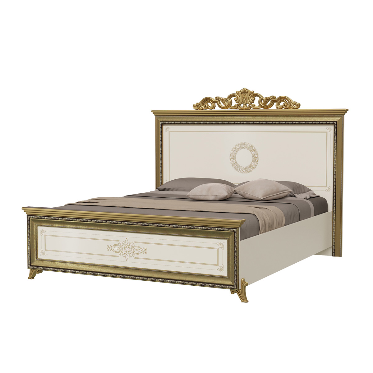 Кровать с короной Мэри Версаль СВ-03ШК+ОРТ слоновая кость, 185х212х143 см