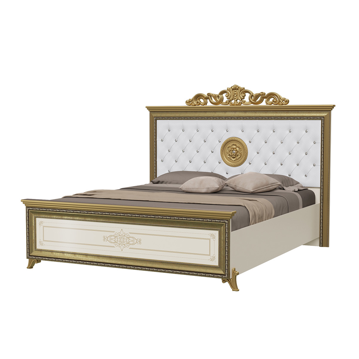 фото Кровать с короной мэри версаль св-03мик+орт слоновая кость, 185х212х143 см мэри-мебель