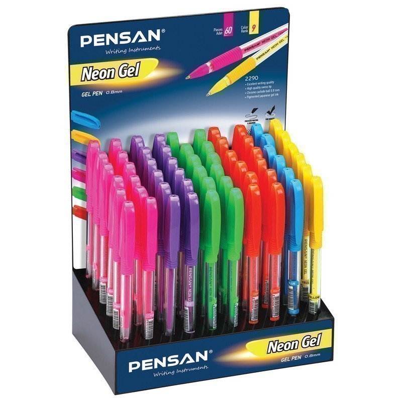 

Ручка гелевая PENSAN "Neon Gel", НЕОН АССОРТИ, узел 1 мм, линия письма 0,5 мм, дисплей, 22