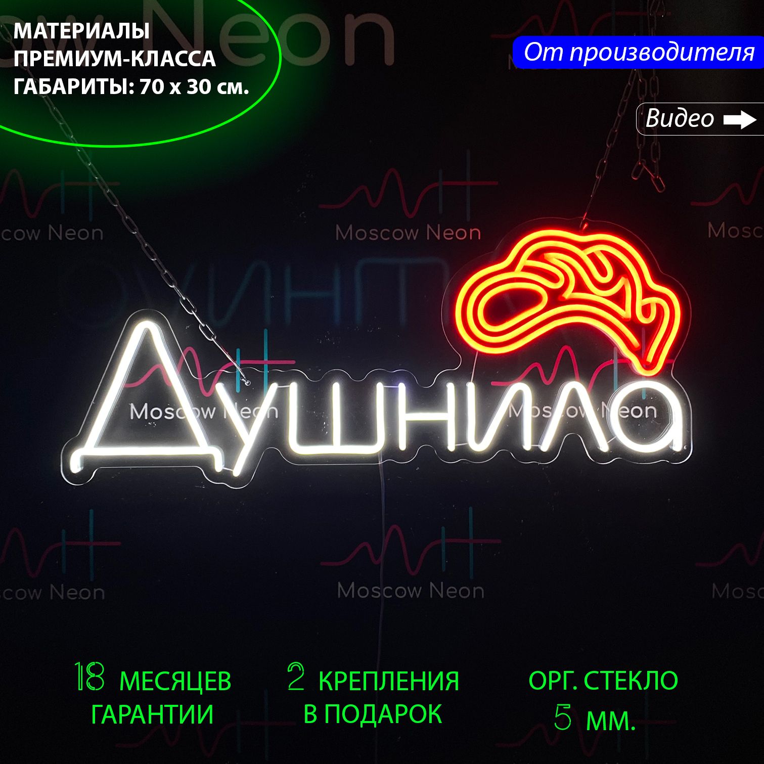 

Светильник декоративный/ Неоновая вывеска, надпись на стену Душнила, 70 х 30 см., Душнила, 70 х 30 см.