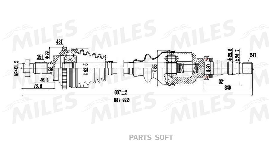 

Привод В Сборе Peugeot 206 2.0 99- Прав. (Abs) Miles gc02094