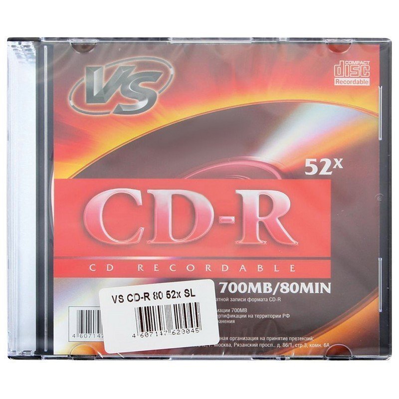 Диск CD-R VS, 700 Mb, 52x, Slim Case, VSCDRSL01 100043199507