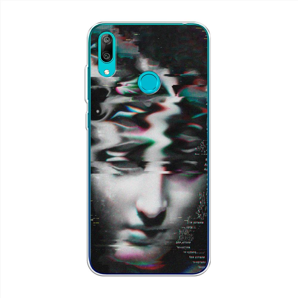 

Чехол Awog на Huawei Y7 2019 "Glitch Art", Серый, 68450-9