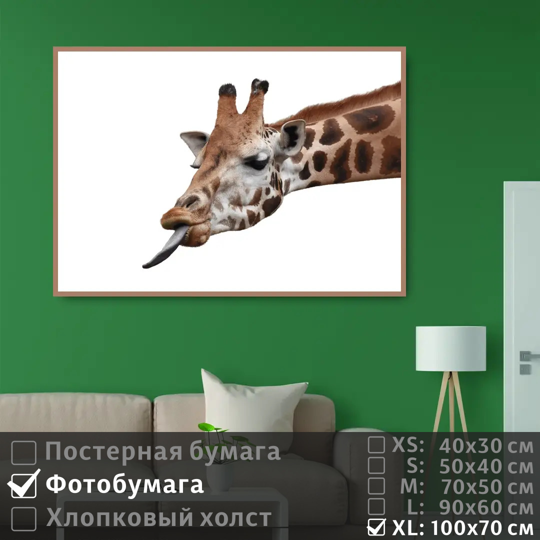 

Постер на фотобумаге ПолиЦентр Забавный жираф 100х70 см, ЗабавныйЖираф1