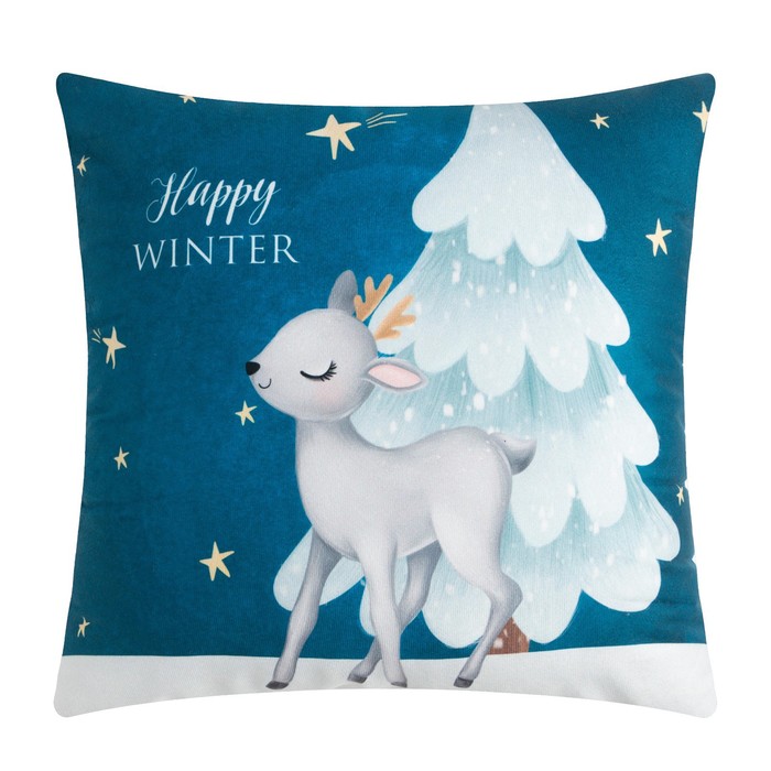 

Подушка новогодняя Этель «Happy winter», 40*40 см, 100% п/э, велюр, Разноцветный