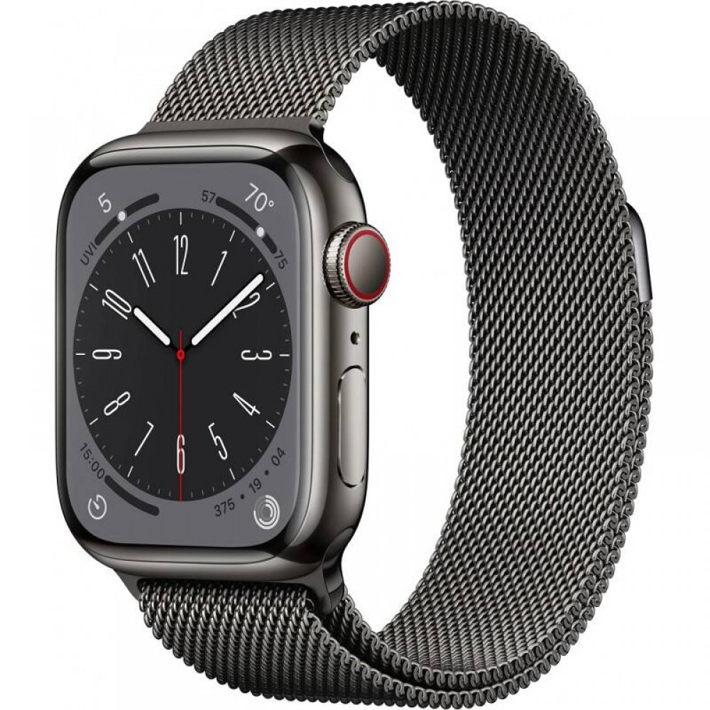 

Часы Apple Watch Series 8 GPS + Cellular 45 мм, корпус нержавеющая сталь «серый космос», м, Watch Series 8 GPS +