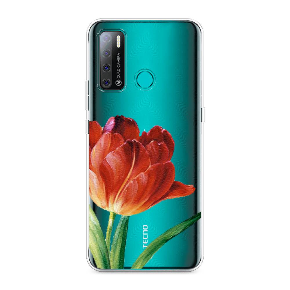 фото Чехол awog "красный тюльпан" для tecno pouvoir 4