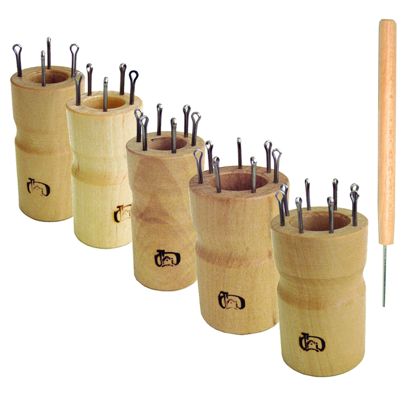 фото Набор круглых куколок на 4,5,6,7,8 крючков для вязания шнура с иглами, арт.680set klass and gessmann