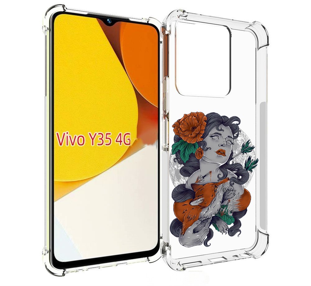 

Чехол MyPads темная девушка с лисой для Vivo Y35 4G 2022 / Vivo Y22, Прозрачный, Tocco