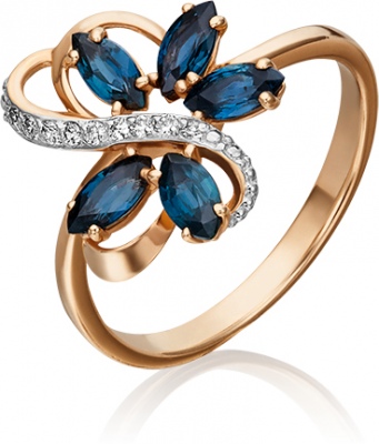 

Кольцо из золота р.  PLATINA jewelry 01-1522-00-105-1110-30, бриллиант\сапфир, 01-1522-00-105-1110-30