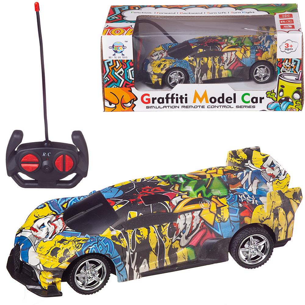 Машинка р\у JUNFA Graffiti Model 1:24, модель 1 - со спойлером XFY234-26/1 creative children alloy pull back vehicle mini inertia racing car model funny cartoon graffiti cars toys kids boy birthday gifts