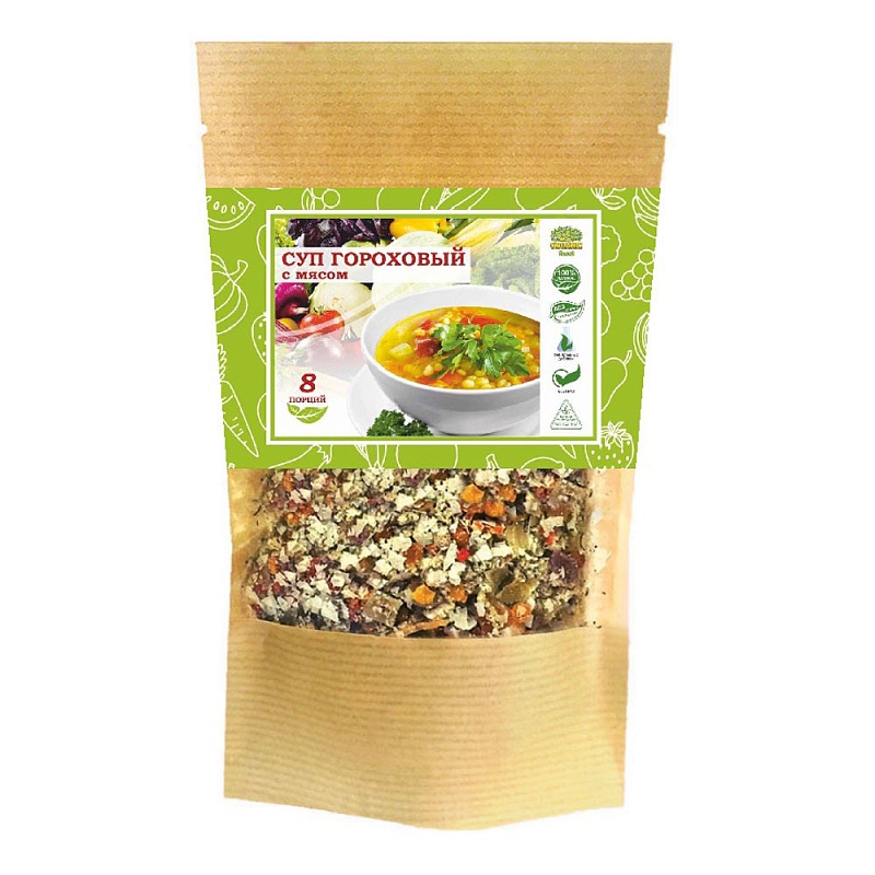 Organic Food Суп гороховый с пряными овощами и мясом, 160 гр