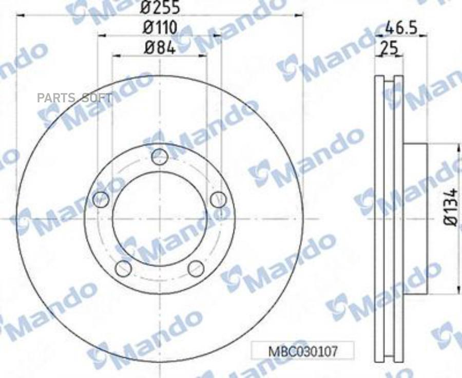 Диск тормозной NISSAN Almera N15 передний 1шт MANDO