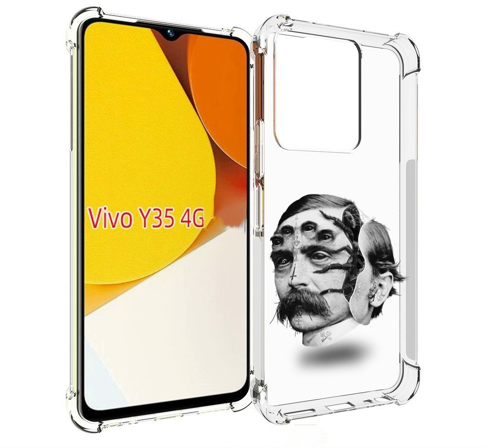 

Чехол MyPads страшное лицо мужчины для Vivo Y35 4G 2022 / Vivo Y22, Прозрачный, Tocco