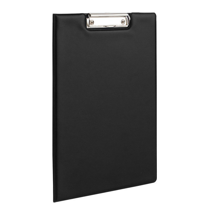 Папка-планшет ОФИСМАГ, А4 (340х240 мм), с прижимом и крышкой, картон/ПВХ, РОССИЯ, черная,