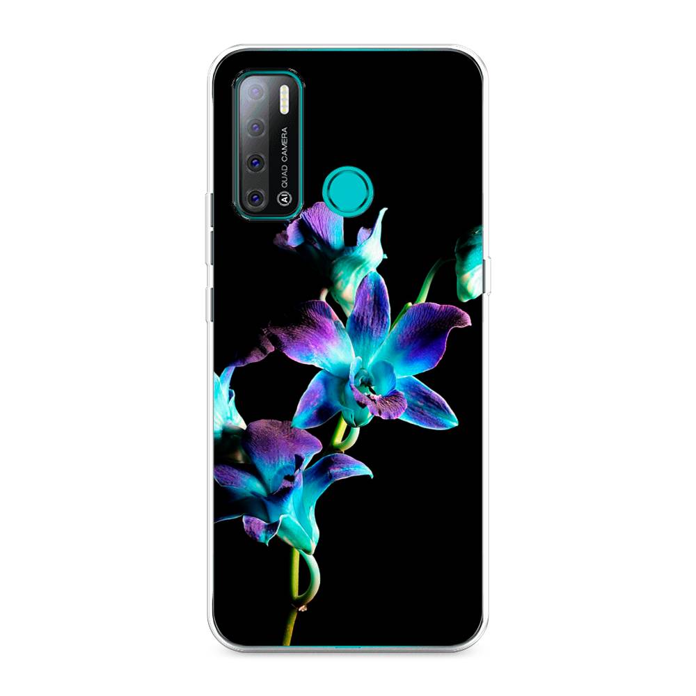 фото Чехол awog "синий цветок на черном" для tecno pouvoir 4