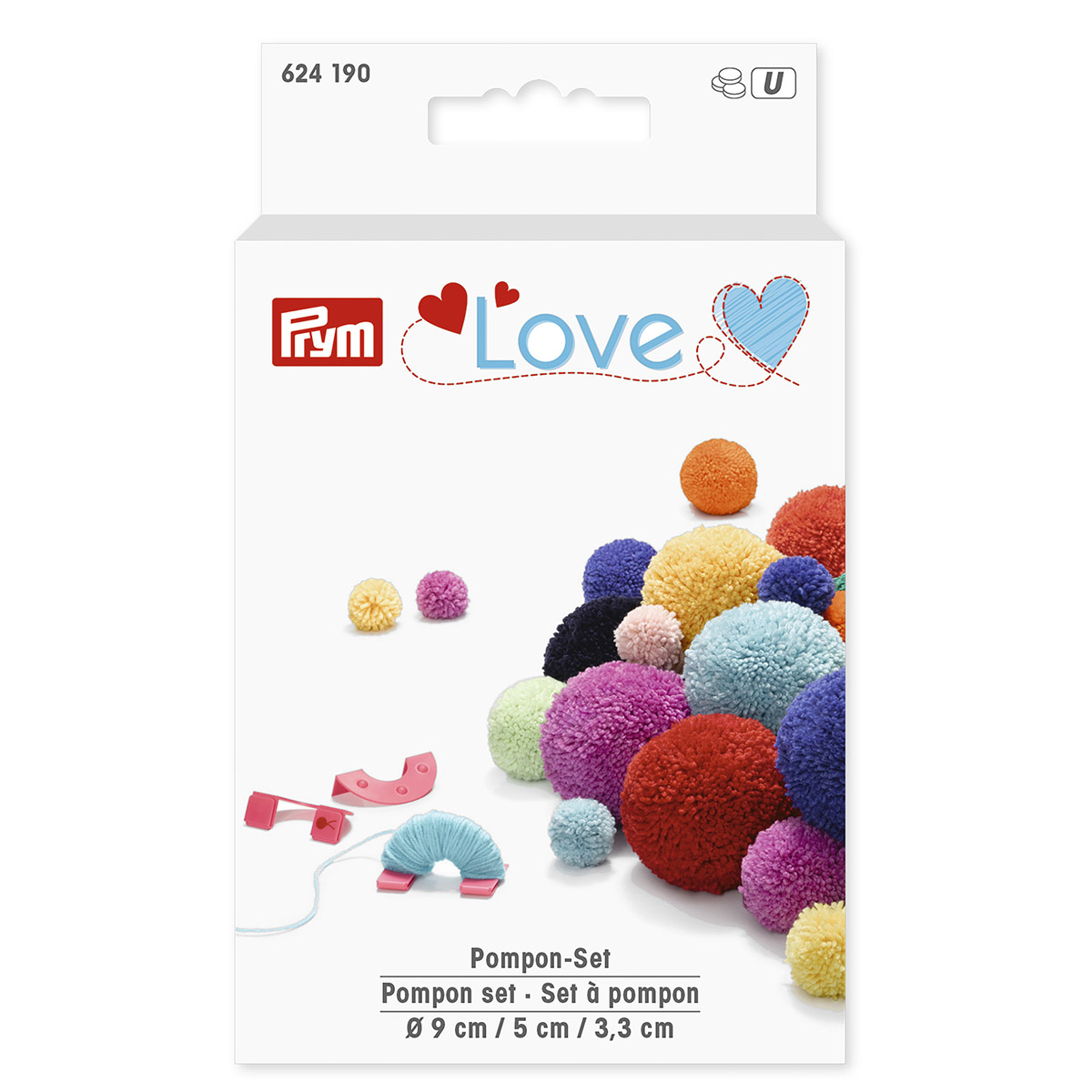 

Устройства для изготовления помпонов PRYM Love, 9см/5см/3,3см, пластик, бирюзовый/розовый, Prym Love