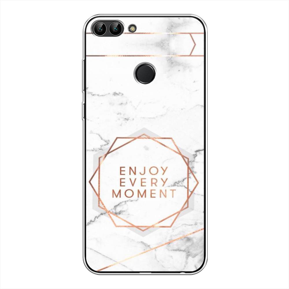 

Чехол Awog на Huawei Y9 2018 "Enjoy every moment мрамор", Белый;розовый;серый, 64950-7