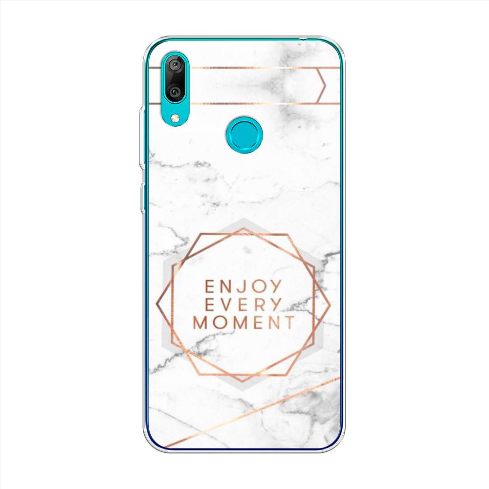 фото Чехол awog "enjoy every moment мрамор" для huawei y7 2019