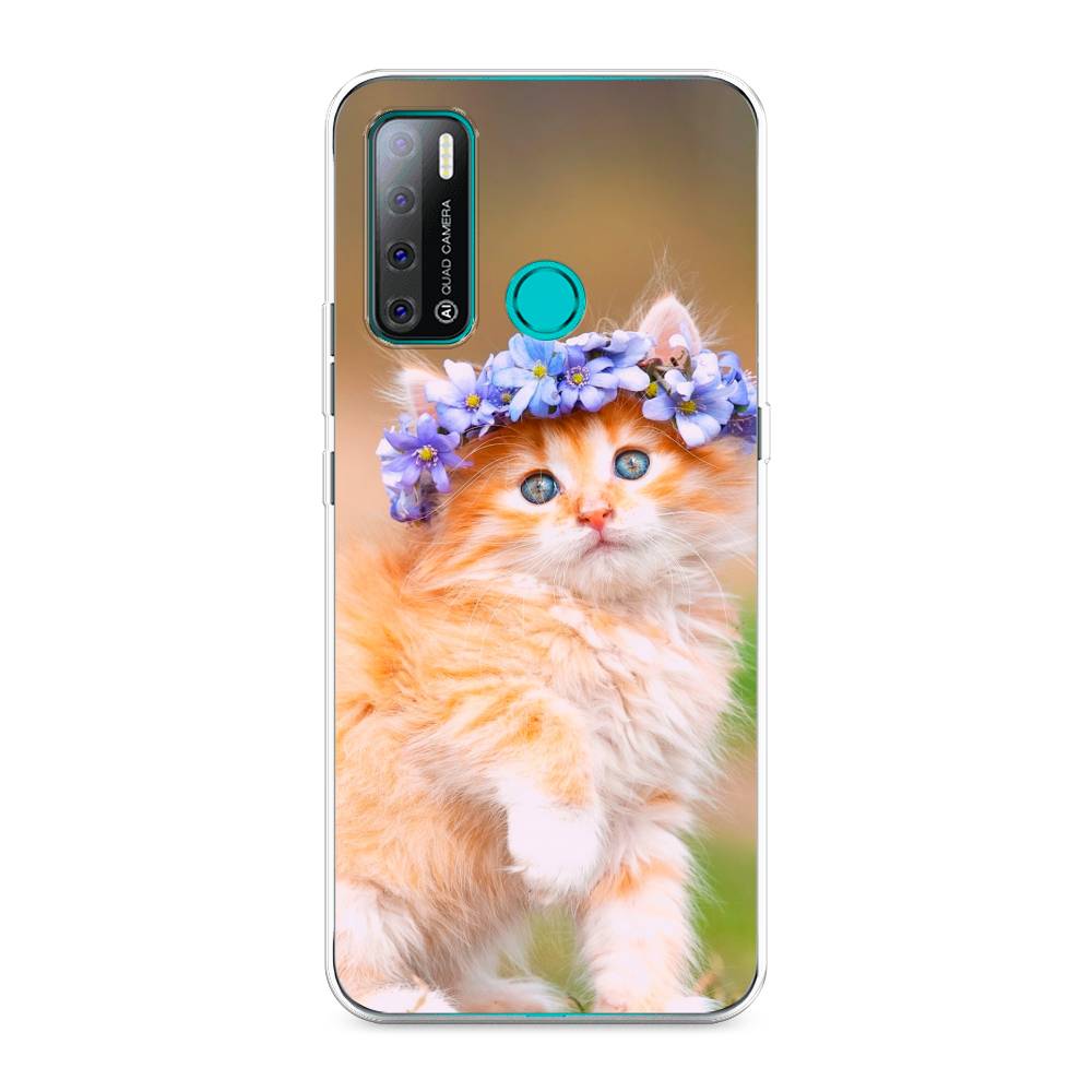 

Чехол Awog на Tecno Pouvoir 4 "Рыжий кот в венке", Разноцветный, 300350-1