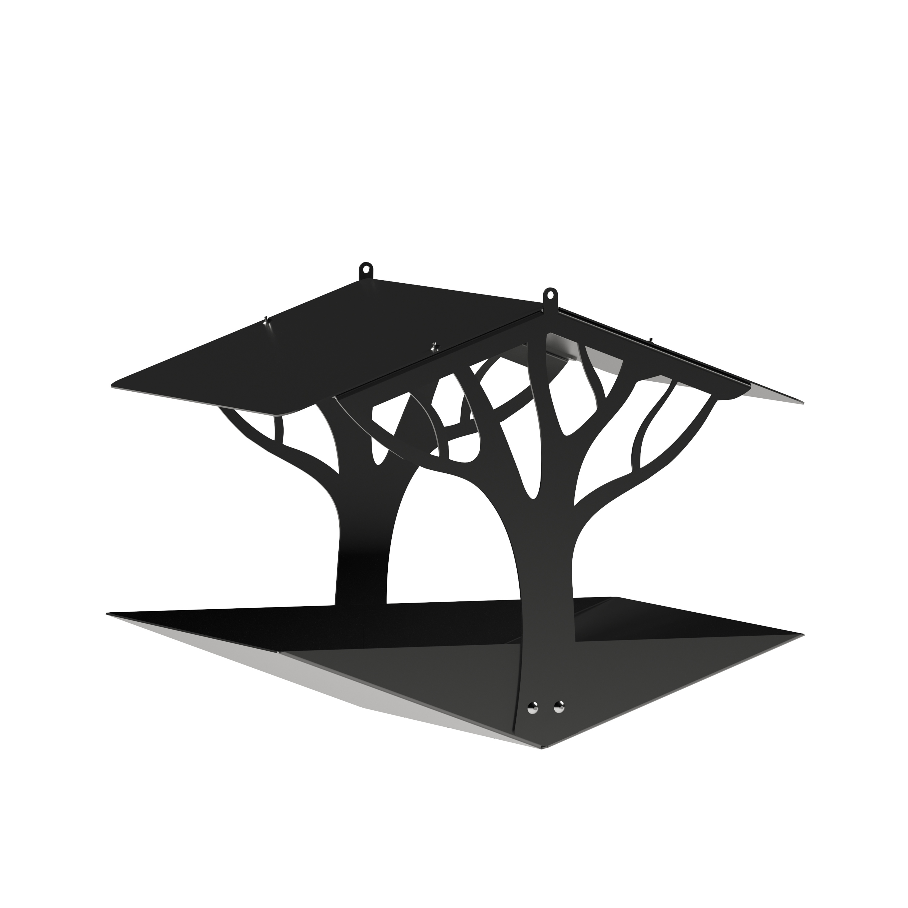 фото Кормушка металлическая для птиц tempache деревце, с кронштейном, 24х30х23 см, черная