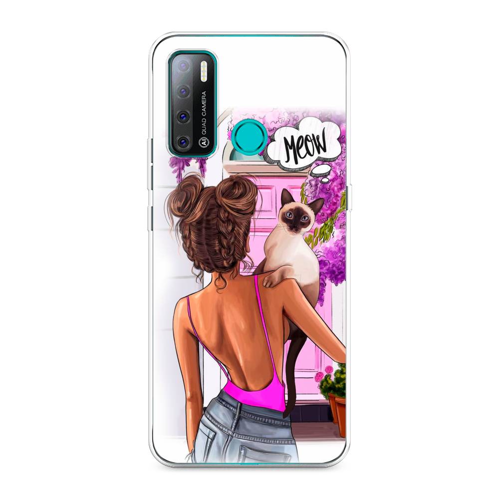 

Чехол Awog на Tecno Pouvoir 4 "Девушка с кошкой", Разноцветный, 300350-7