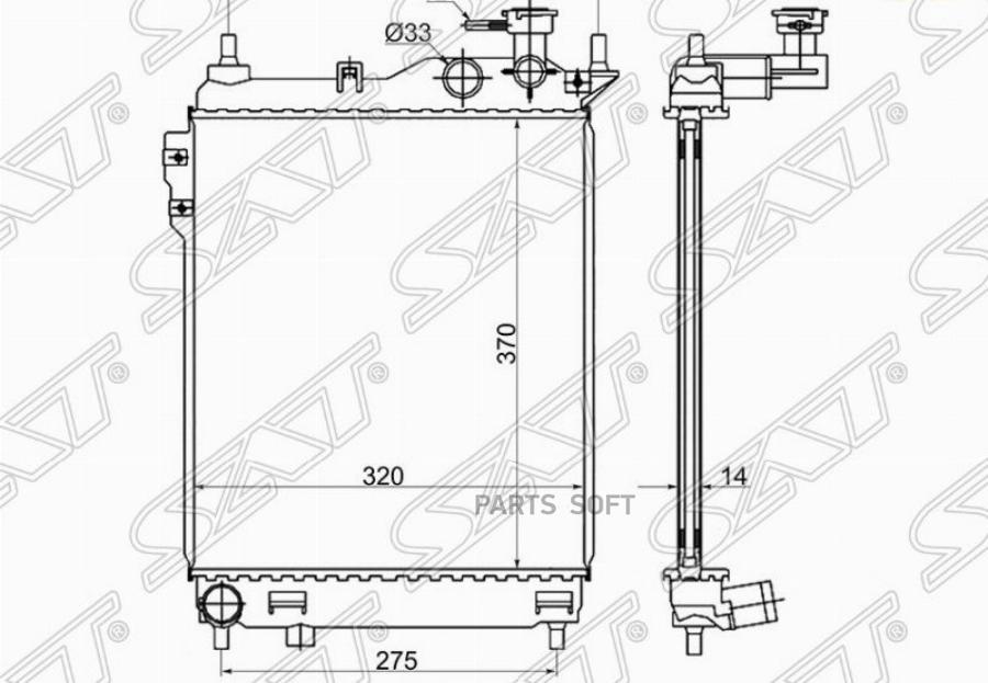 Радиатор Hyundai Getz 1.1/1.3/1.4/1.6 02- Sat арт. HY0008-MT-2