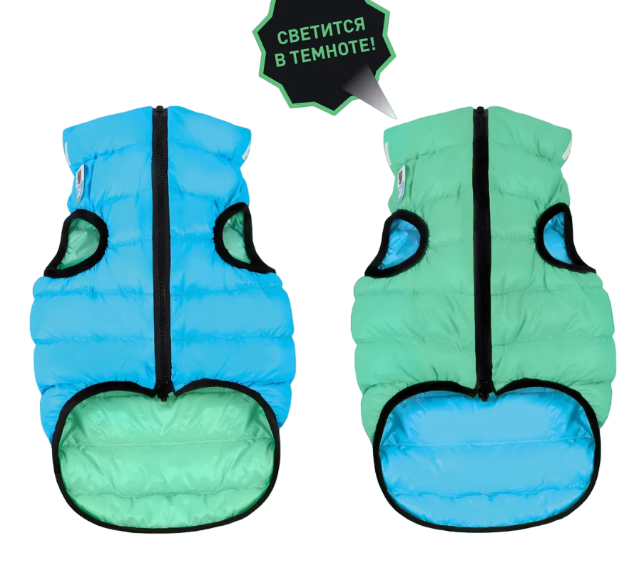 Двухсторонняя куртка для собак AiryVest Lumi салатово-голубая XS