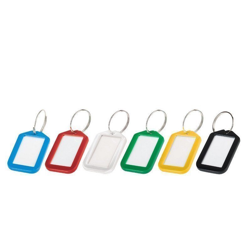 

Брелоки для ключей BRAUBERG (БРАУБЕРГ), комплект 12 шт., длина 50 мм, инфо-окно 35х20 мм, Разноцветный