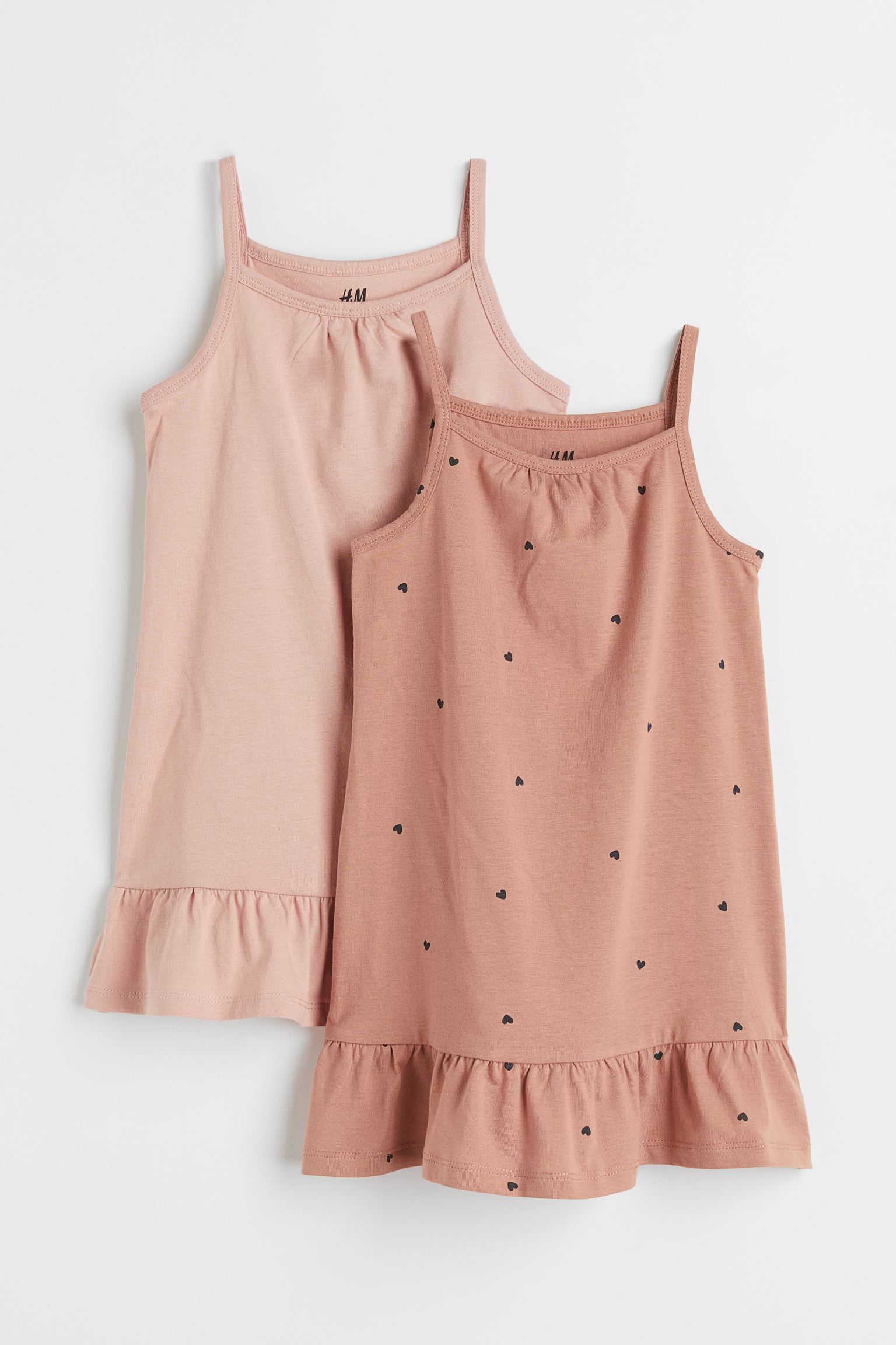 Комплект платьев H&M для девочек, розовый, бежевый-003, размер 110/116, 984173003, 2 шт.