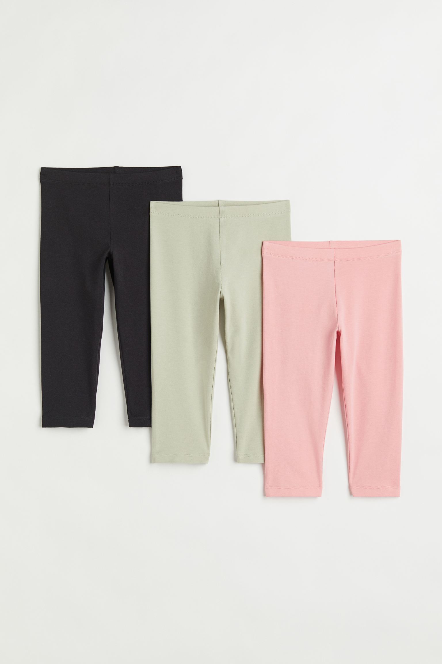 Комплект легинсов H&M для девочек розовый, черный, зеленый-013 размер 92, 916397013, 3 шт.