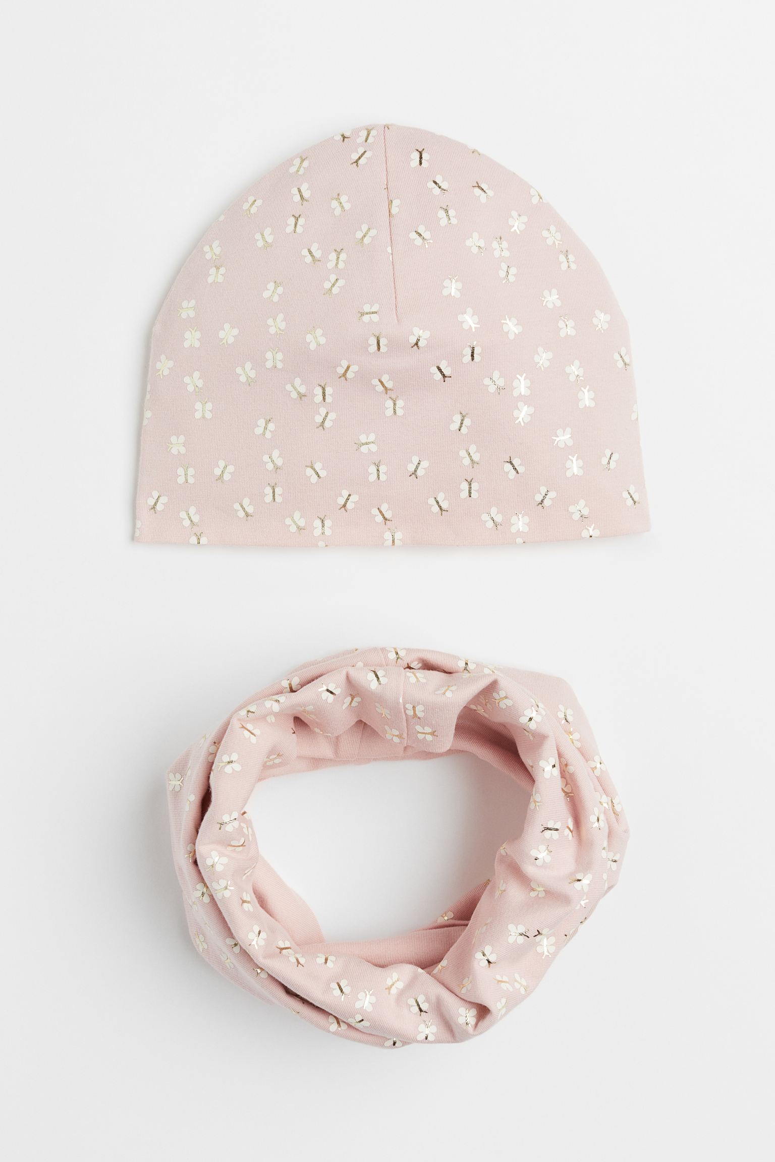 Комплект H&M шапка и шарф труба, для девочек, розовый-007, размер 104/122, 938416007