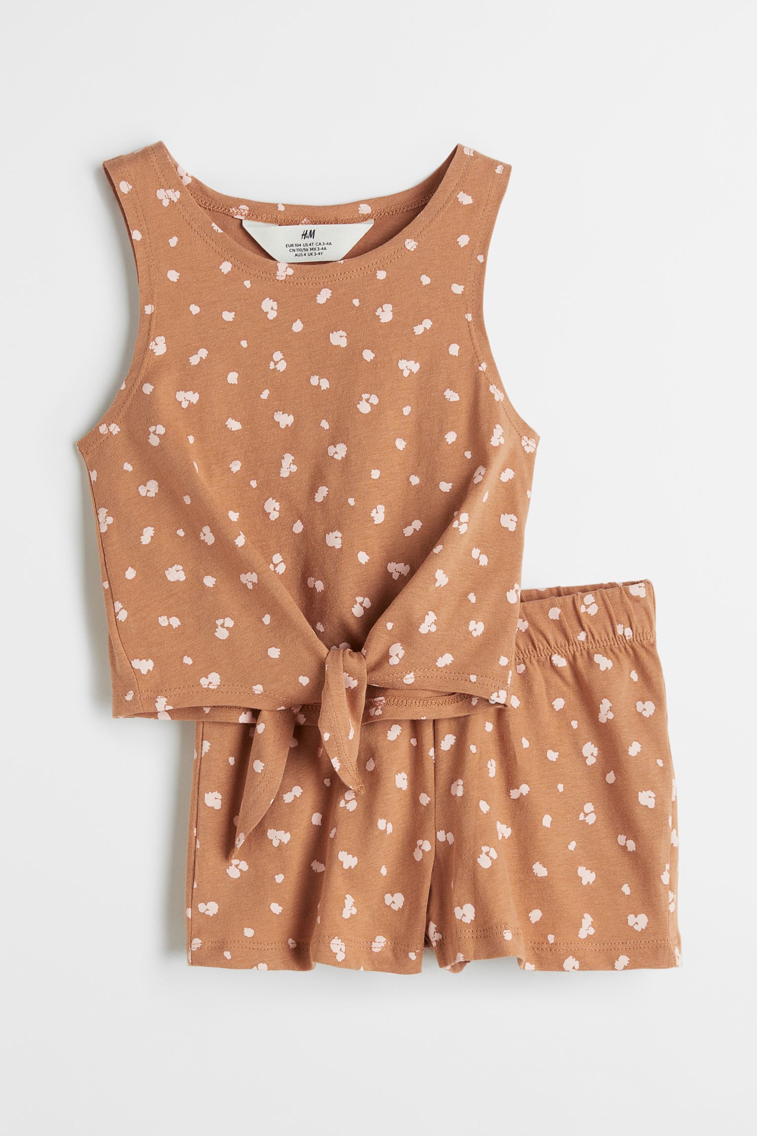 

Комплект для девочек топ с шортами H&M 952915008 коричневый 98, Коричневый;розовый, 952915008