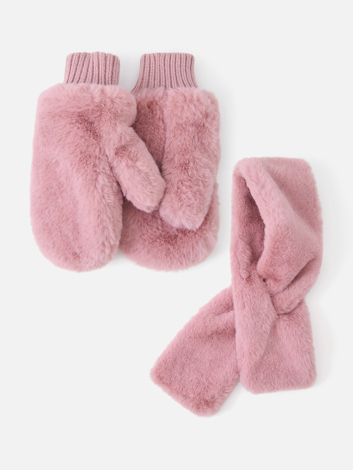 Комплект H&M из варежек и шарфа, для девочек, розовый-005, размер 110/128, 992942005