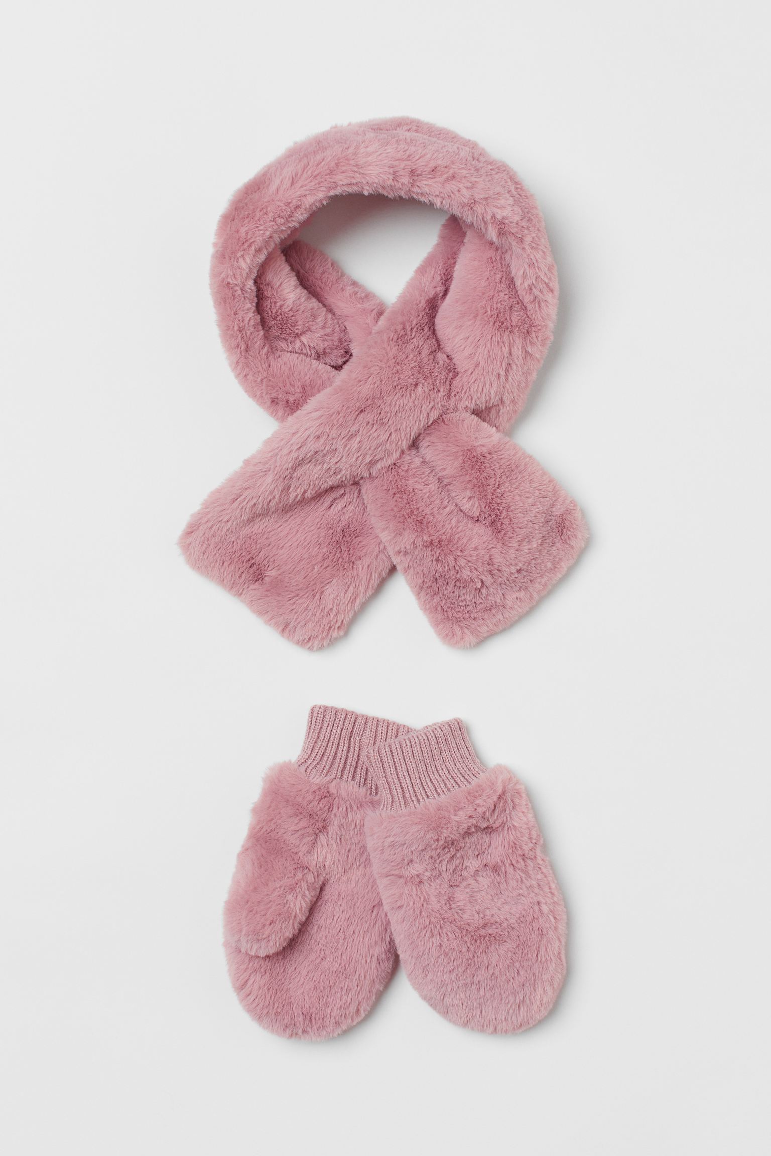 Комплект H&M из варежек и шарфа, для девочек, розовый-005, размер 110/128, 992942005