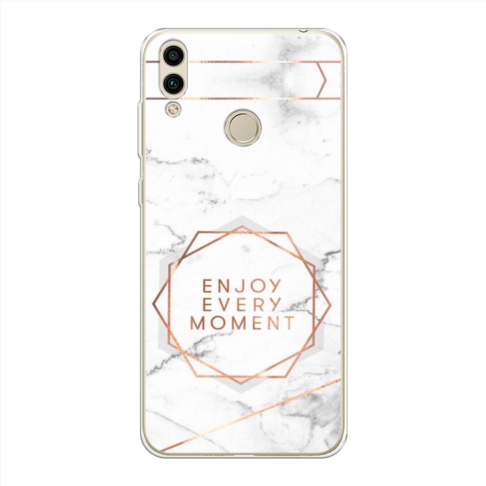 

Чехол Awog на Honor 8C "Enjoy every moment мрамор", Белый;розовый;серый, 67150-7