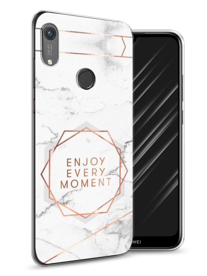 

Чехол Awog на Honor 8A (8A Pro/Prime) "Enjoy every moment мрамор", Белый;розовый;серый, 68750-7